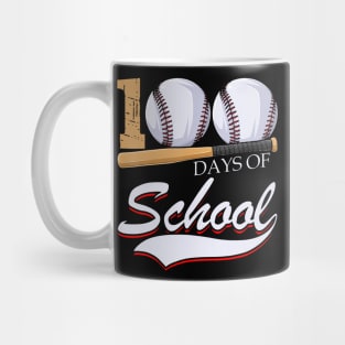 100 Days Of School Sports Game Baseball Player Student Mug